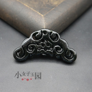 墨绿玉三角形玉佩镂空半圆蝴蝶吊坠挂饰古风发簪压襟禁步配饰配件