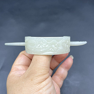 和田玉白玉梅花玉发簪玉簪冠汉服古风头饰簪子配饰男女款玉冠发冠