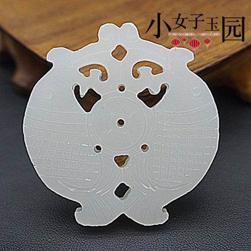 白玉双鱼玉佩玉坠仿古镂空玉吊坠挂饰古风腰佩服装配饰流苏禁步玉