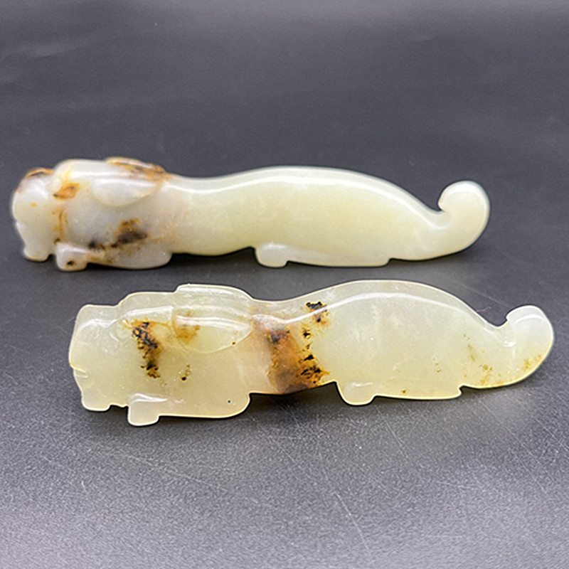 岫玉老虎笔架玉笔搁天然岫玉文房四宝玉摆件案头玉石手把件把玩件
