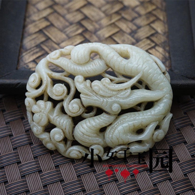 仿明清拉丝雕刻腾龙玉佩玉坠和田玉做旧龙挂件毛衣坠古装拍摄道具