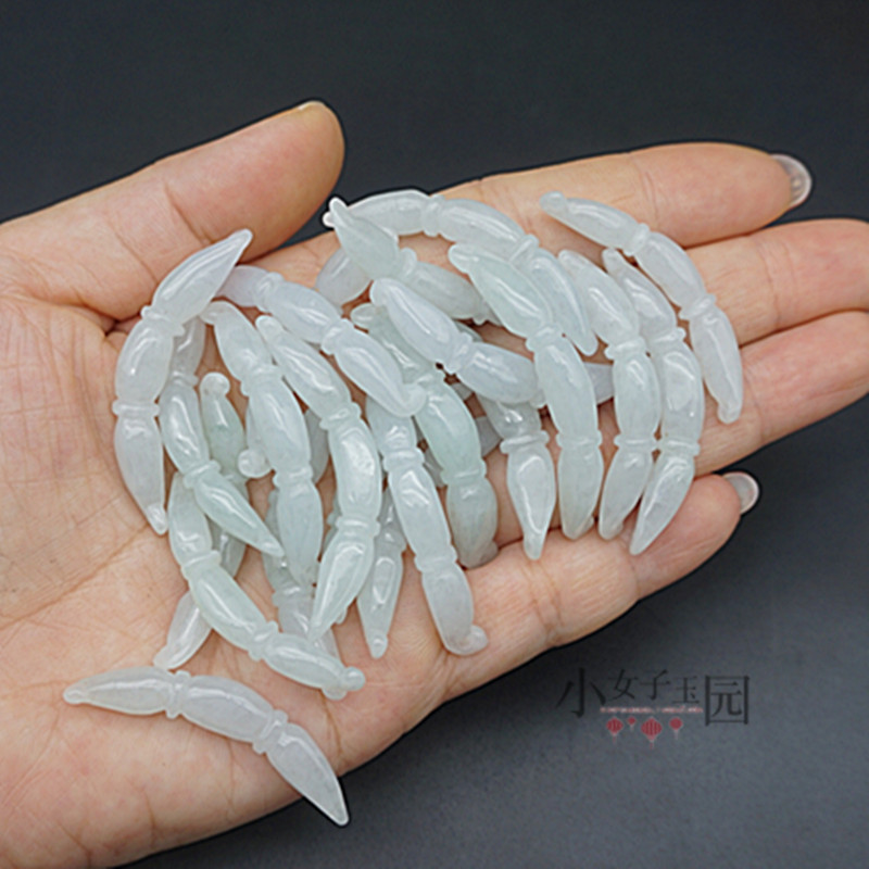 翡翠莲藕吊坠挂件玉佩玉坠 diy手链项链坠散珠配饰节节高手工配件