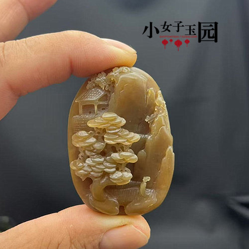 和田玉糖玉山水满糖色松下老人