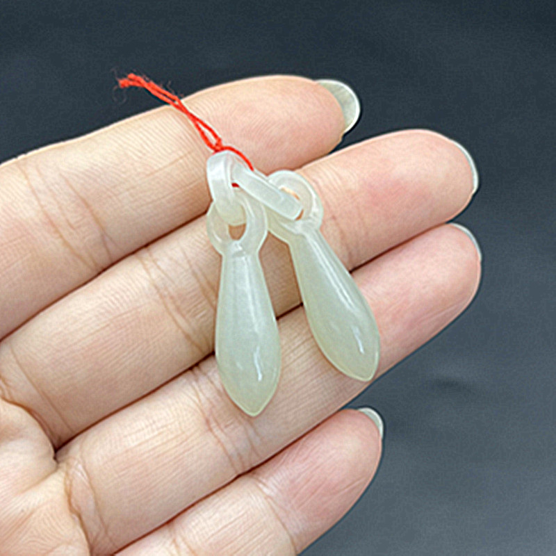 天然和田玉水滴形耳环耳坠配饰