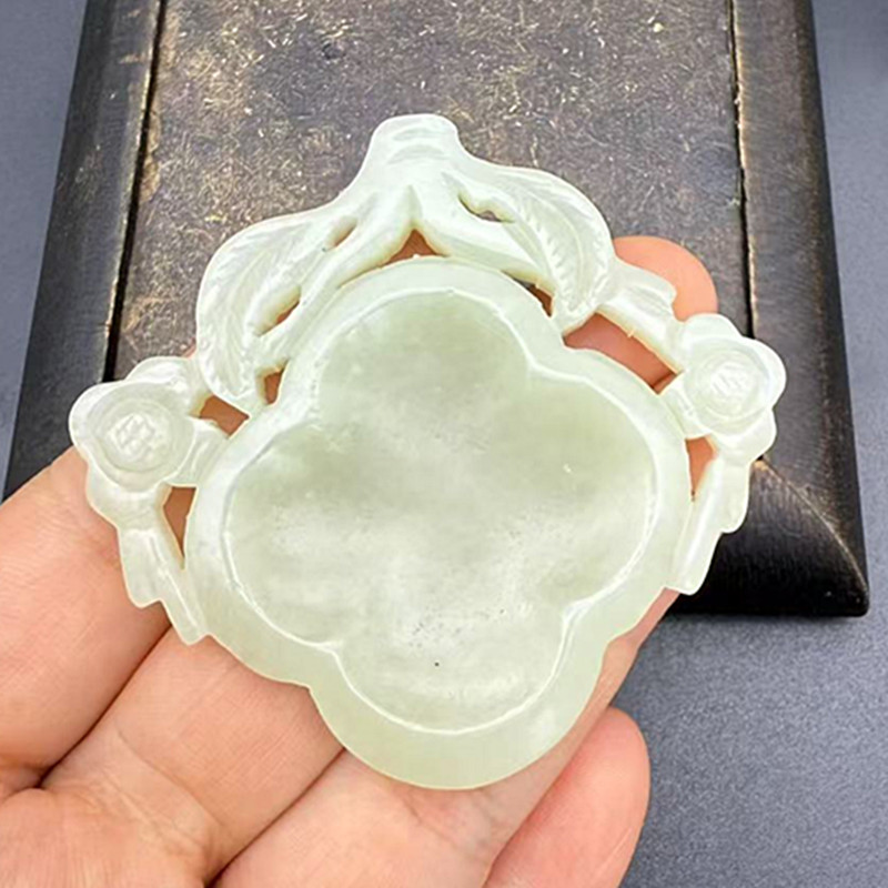 和田玉梅花笔洗摆件文房雅玩