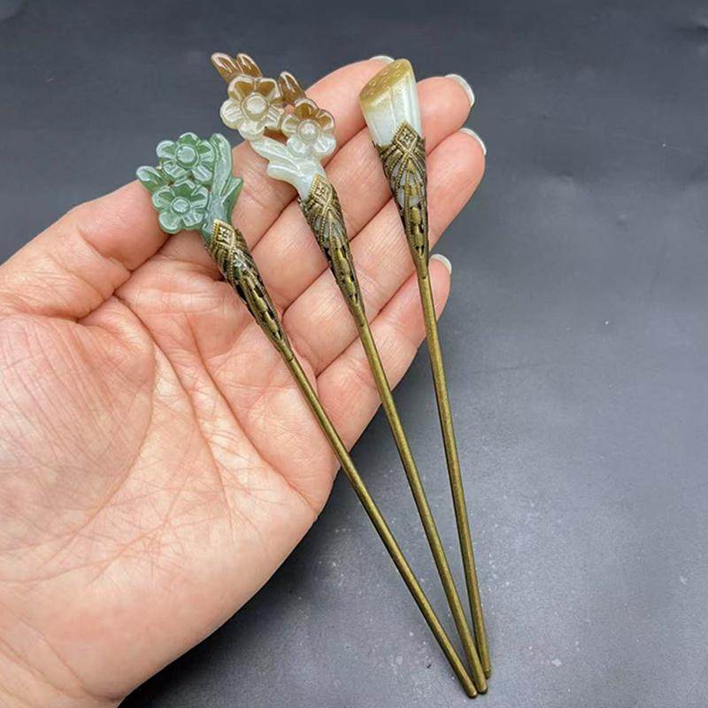 梅花簪子铜镶嵌发簪仿明清