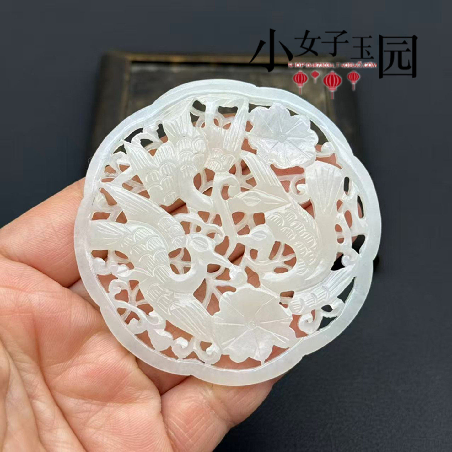 和田玉白鹭吊坠挂件仿古拉丝一路联科玉佩玉坠青白玉镂空玉牌挂饰