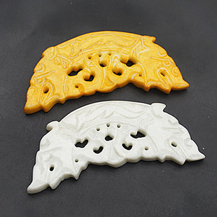 雪花玉双龙玉璜玉佩玉坠仿古做旧双面雕刻龙型弯璜玉吊坠汉服腰佩
