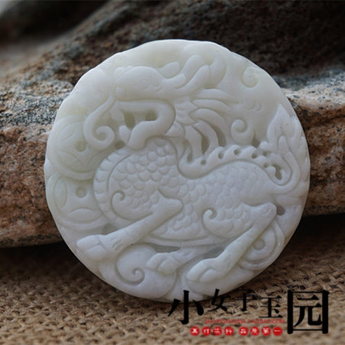 玉坠玉石蓝田玉麒麟吊坠a货项坠挂件DIY配件车挂汉服饰品