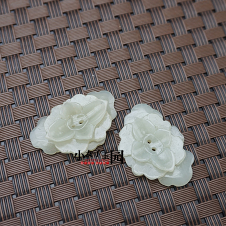 和田玉帽花配饰配件古装头饰帽正镶嵌发饰青白玉花朵挂件吊坠花片