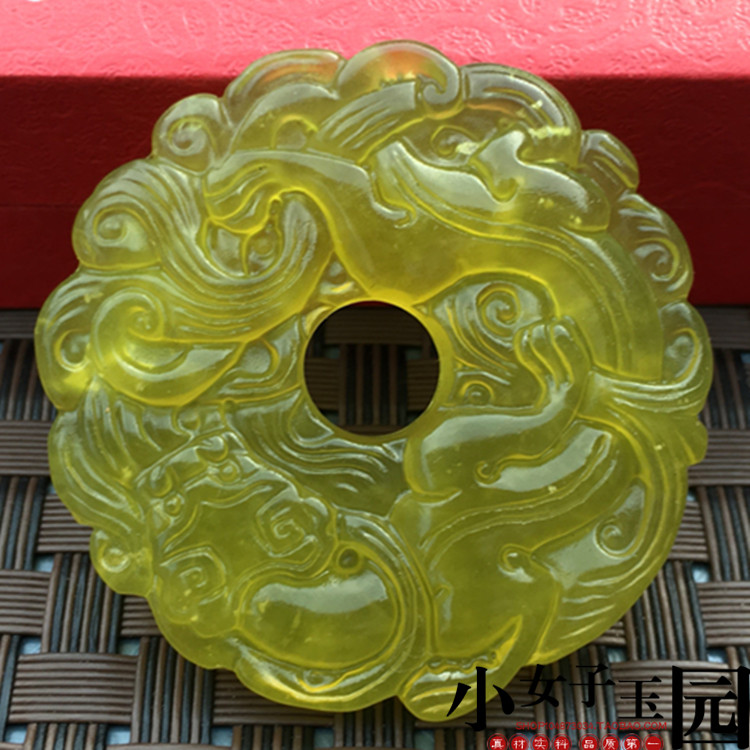 古风玉佩黄岫玉貔貅螭龙吊坠挂饰