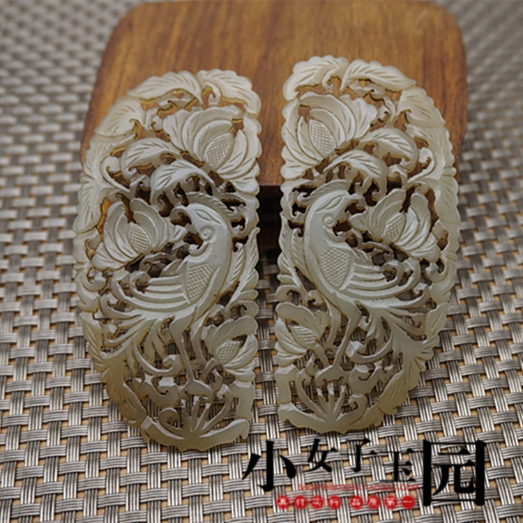 仿古拉丝丹凤朝阳服装头饰玉佩