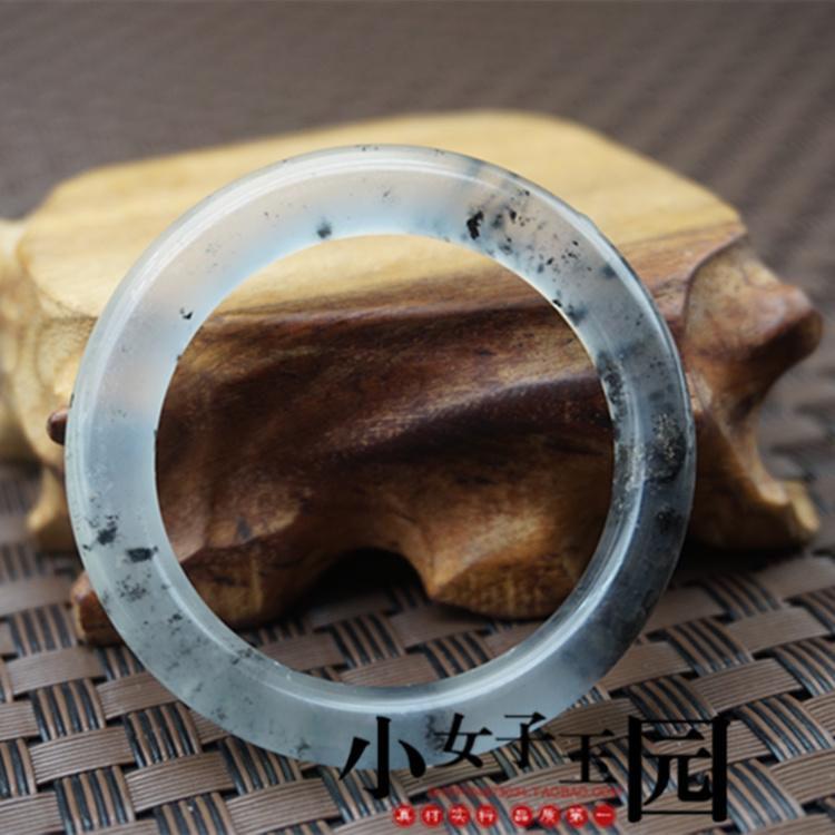 岫玉圆环吊坠水墨飘花玉环配件DIY禁步手工配饰挂件玉扣汉服腰佩