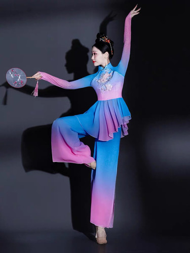 胶州秧歌舞演出服女中国风2024新款艺考古典扇子舞蹈服广场舞套装