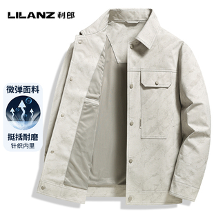 2026印花短款 利郎男士 翻领夹克外套春秋季 新款 上衣男 高档休闲工装