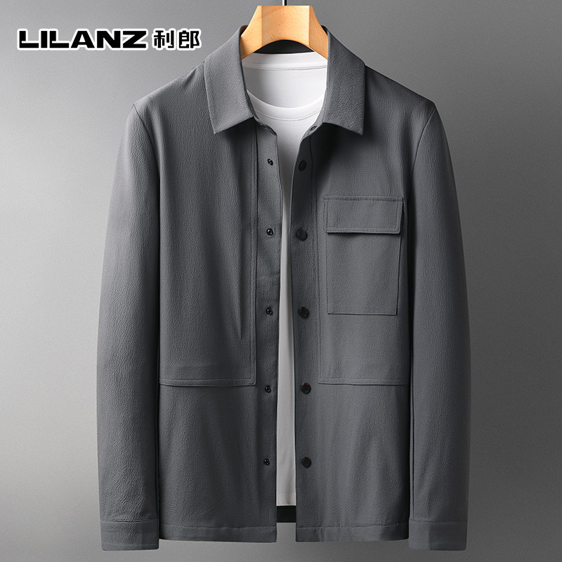 利郎轻风衣男士夹克外套商务休闲轻奢高级感春夏薄款翻领工装轻薄