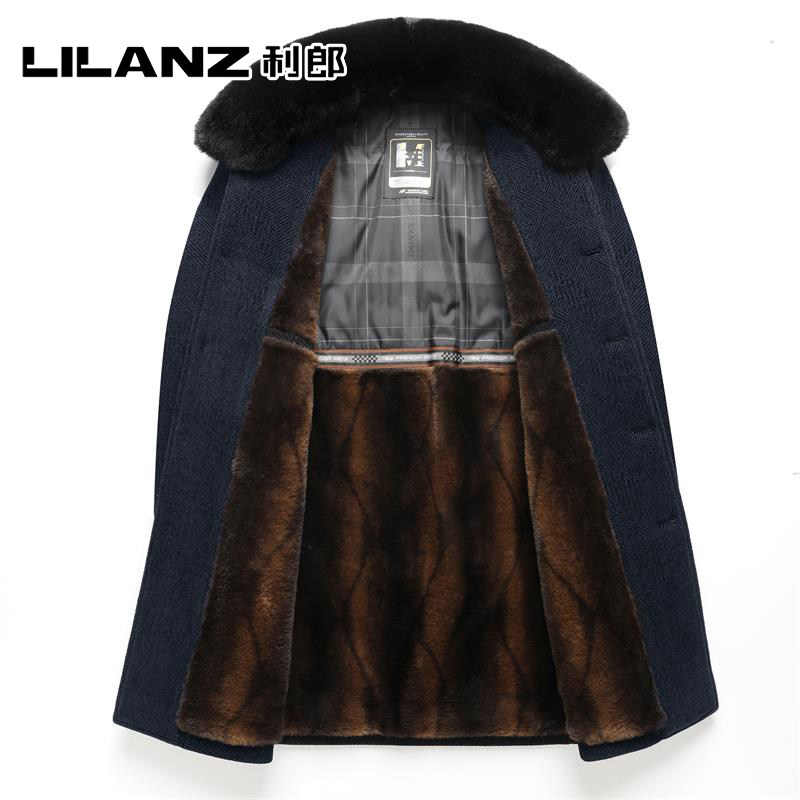 利郎爸爸冬装大码毛呢外套加绒加厚保暖棉服中老年人男雪尼尔棉袄