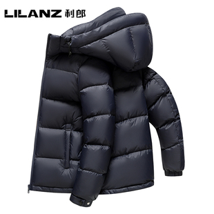利郎鸭绒连帽羽绒服男款短款加厚冬季保暖2025年户外休闲冬装外套