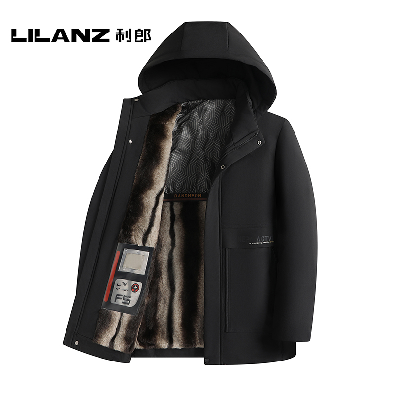 【可拆卸帽】利郎金貂绒派克服男