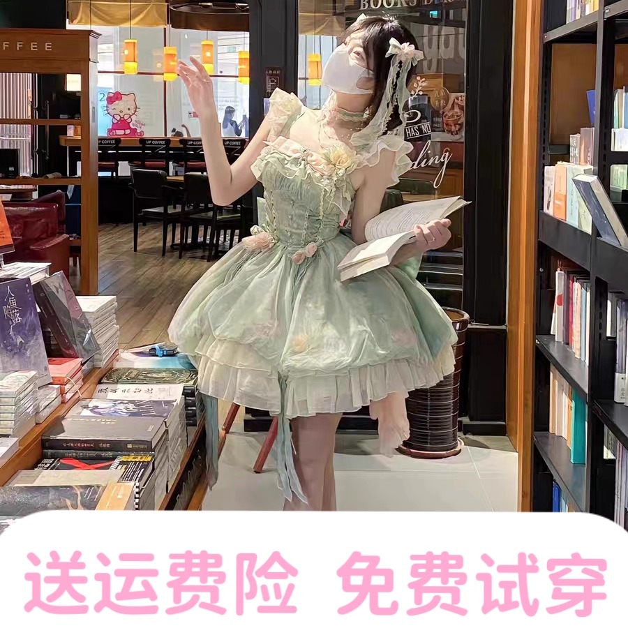 森系少女甜美花苞短裙轻洋装礼服