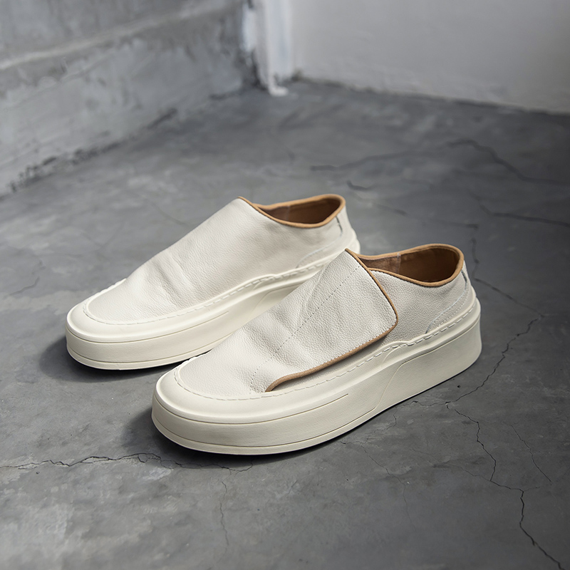 2025夏季新款真皮透气板鞋男