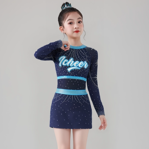 新款花球啦啦操比赛服装儿童啦啦队演出套装拉拉队训练服装成人女