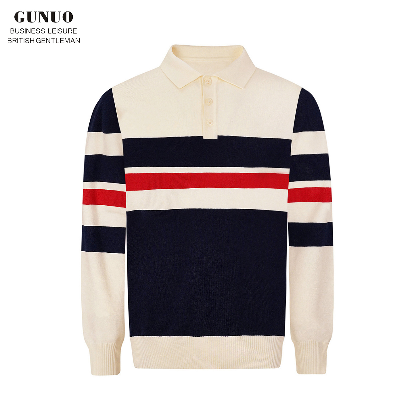 秋冬长袖商务高级拼色polo衫奢华