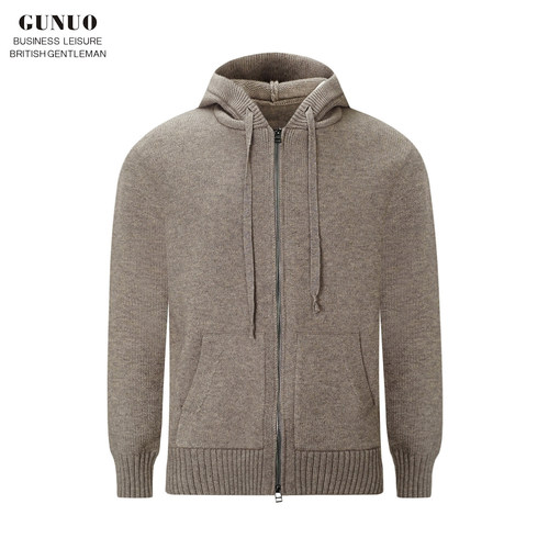 拉链开衫针织衫连帽毛衣外套保暖