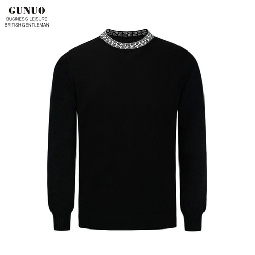 套头针织衫圆领撞色螺纹毛衣复古