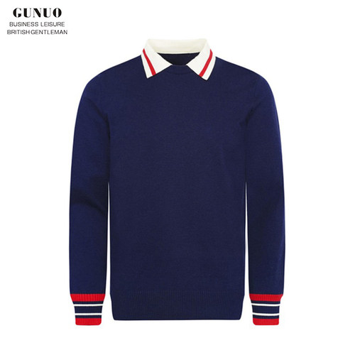 秋冬长袖法式拼接衣领polo衫奢华