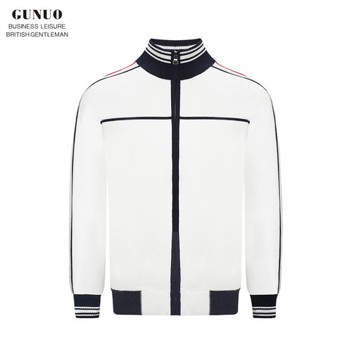 开衫针织半高领撞色毛衣外套轻奢