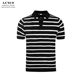 夏季 t恤 新款 高级拼色条纹修身 男 英伦复古商务男士 针织polo衫 短袖