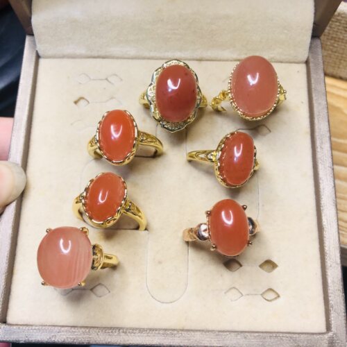 天然南红戒指10x12MM四川凉山925银镶嵌活动圈口可调节送礼首