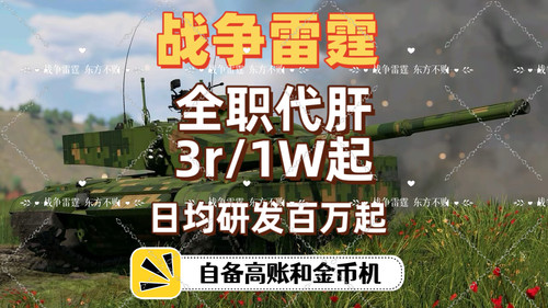 战雷代肝 陆战研发 抖音全程直播 纯手打  可花呗付 100万送5万