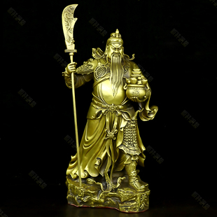 纯铜关公摆件武财神关羽铜关二爷客厅办公室桌面饰品新款关帝铜像