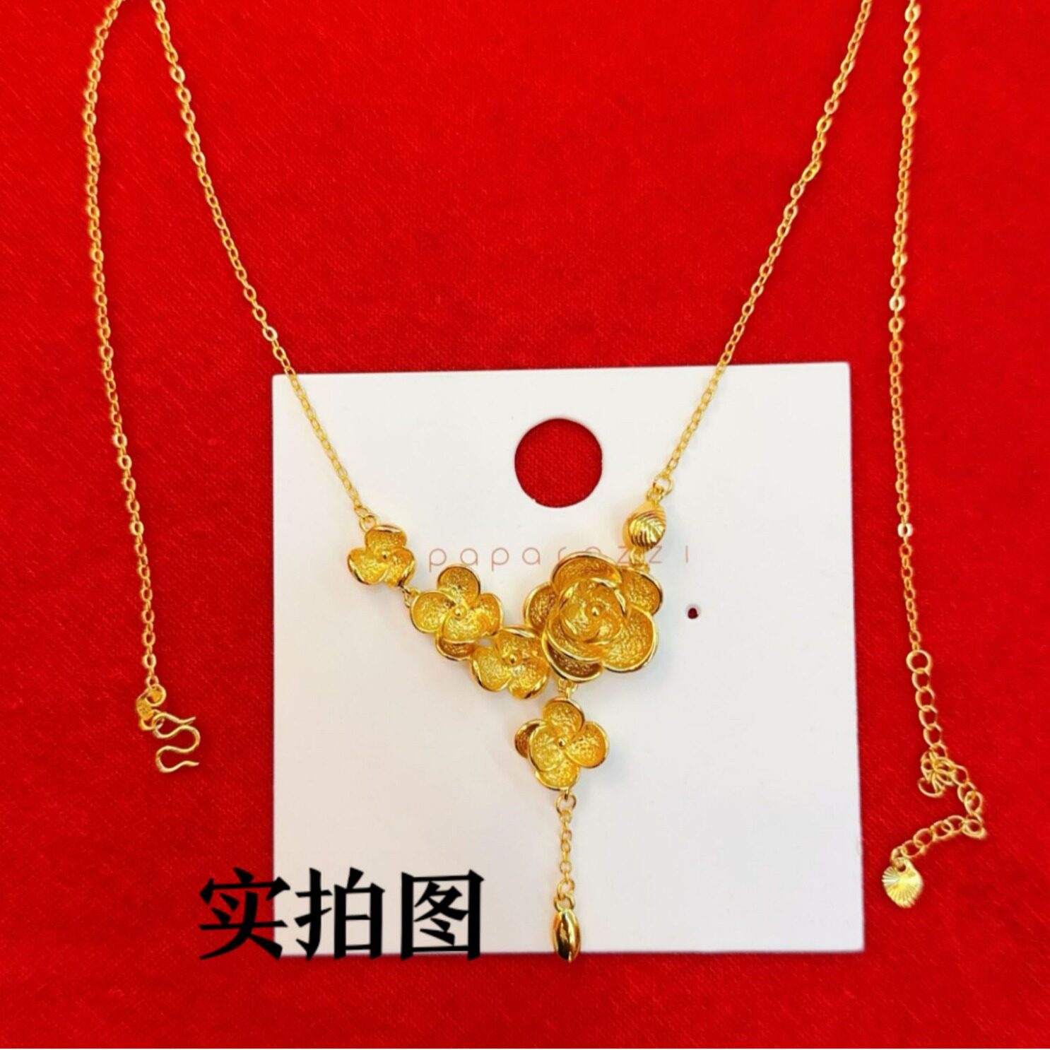 越南沙金项链女款气质花朵套链仿黄金结婚装饰首饰玫瑰花流苏吊坠