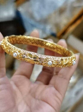 沙金古法十全十美珍珠手镯女款花