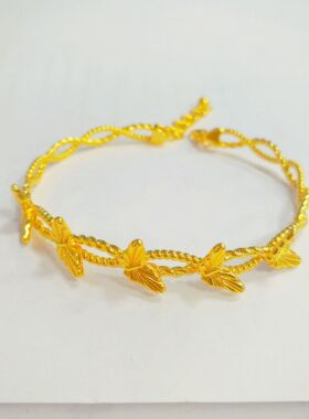 黄金色蝴蝶双层缠绕手镯新款女小