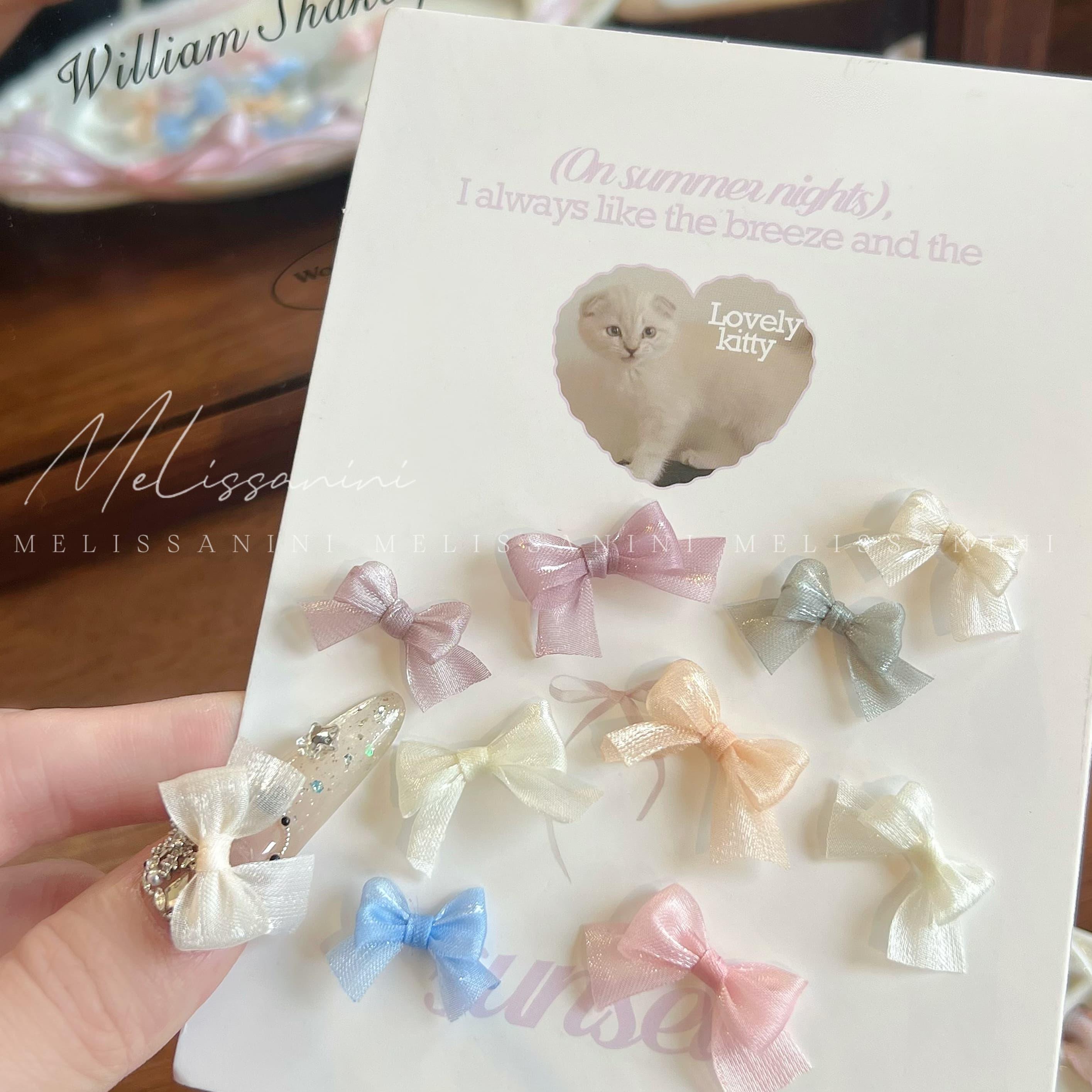 欧根纱超仙婚甲美甲饰品蝴蝶结