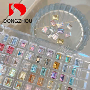 东洲【6*8冰糖】超闪高品质多切面长方直角美甲饰品钻彩色多色