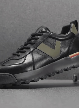 帕达索男鞋2024新款真皮休闲鞋男潮流百搭头层牛皮软底鞋240307