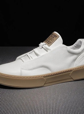 帕达索男鞋真皮小白鞋男白色百搭厚底板鞋中邦鞋休闲皮鞋211013