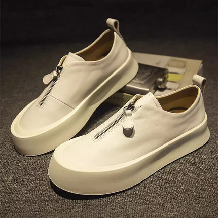 懒人鞋春季真皮男鞋透气百搭一脚蹬乐福鞋厚底休闲板鞋 240548