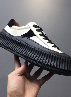 男鞋2025年新款厚底增高板鞋轻便饼干底鞋子真皮小白鞋 220709