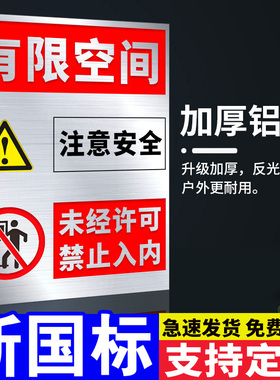 有限空间注意安全未经许可禁止入内有限空间安全告知牌受限空间警