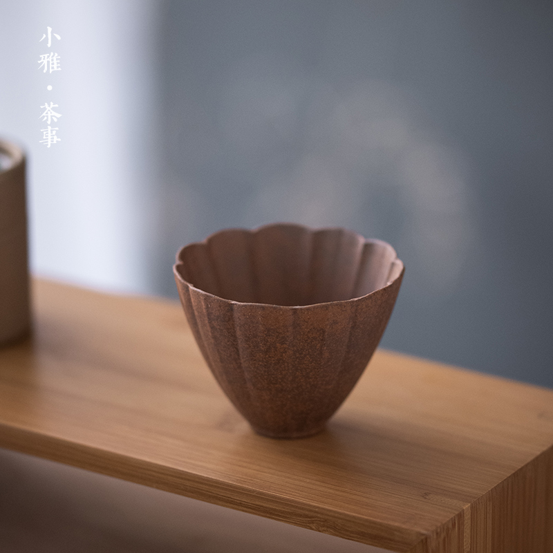 粗陶无釉茶杯品茗杯复古朴风