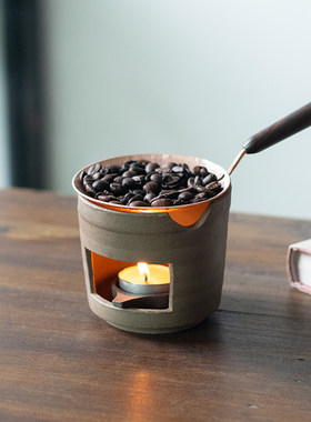 纯手工紫铜烤茶盘锅茶具围炉煮烛火烘焙茶艺沉檀熏香器木柄