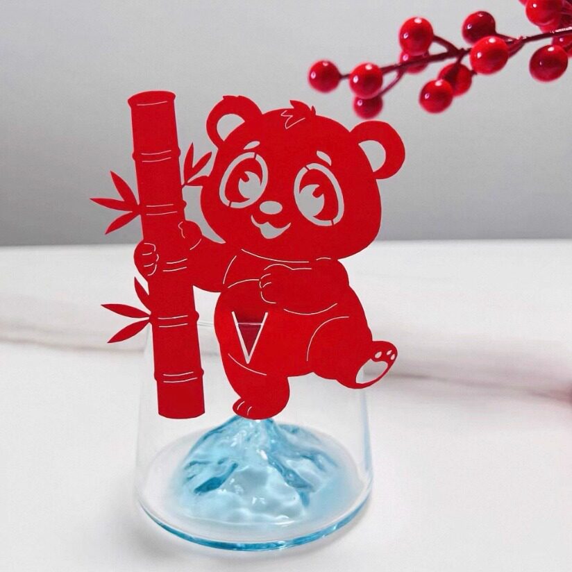 新款2025熊猫席位卡酒店餐厅桌位卡红酒杯装饰插卡杯卡小卡片定制