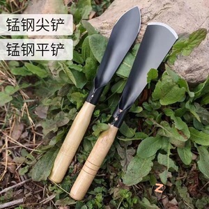 园艺小铲子尖锹头锰钢 家用户外养花种花挖野菜多肉盆栽园艺铁铲