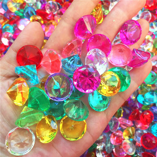 20MM七彩钻石柜台摆件婚庆水晶钻塑料钻儿童宝石幸运石100颗/包